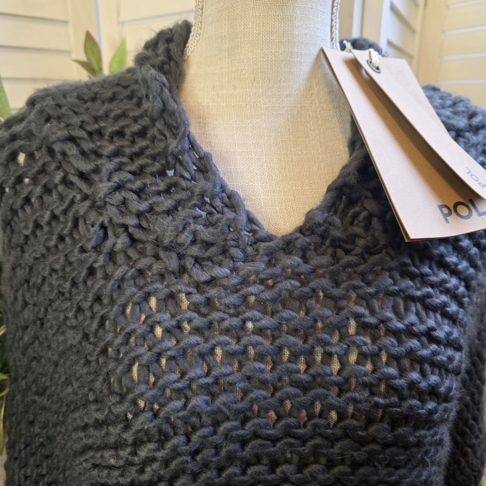 POL Women's Charcoal V-Neck Sweater - Picture 2 of 6